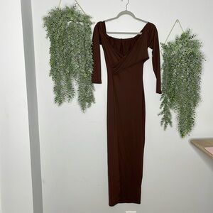 Long sleeve brown dress